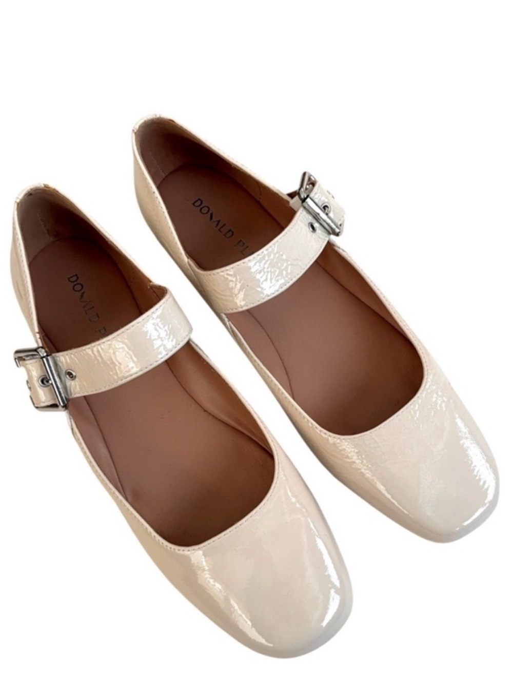 Donald J. Pliner Patent Mary Jane Flats in Cream